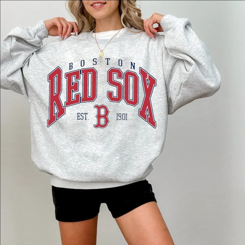 Vintage Boston Red Sox EST 1901 Sweatshirt, Boston Red Sox Crewneck Sweatshirt